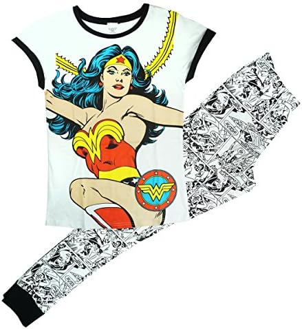Womens Official DC Comic Print Wonder Woman Gift Pyjamas Plus Sizes from 8 to 22