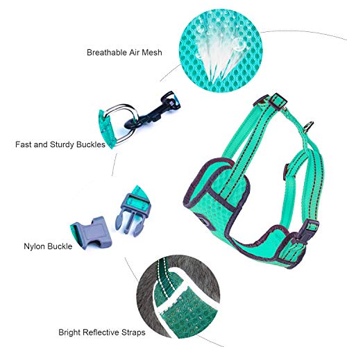 ThinkPet Reflective Breathable Soft Air Mesh No Pull Puppy Choke Free Over Head Vest Ventilation Harness for Puppy Small Medium Dogs and Cats Neon Green Neck 8-12 in/Chest 12-17 in