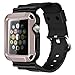 iiteeology Replacement for 38mm Rugged Protective iWatch Case and Band with Built-in Screen Protector Compatible with Apple Watch Series 3/2/1 (Rose Gold)