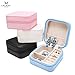 LELADY Small Jewelry Box Portable Travel Jewelry Case Organizer Faux Leather Storage Holder for Earrings Rings Necklaces, Gifts for Women Girls Mini Size (Sky Blue)