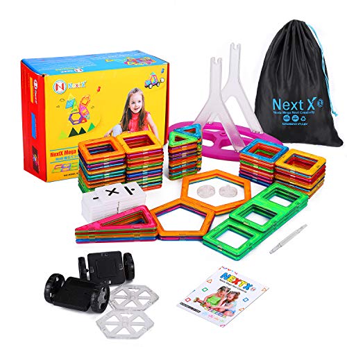 NextX Magnetic Blocks, 100 PCS Magnetic Tiles Building Blocks STEM Educational Building Toy Set