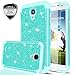 LeYi for S4 Case, Galaxy S4 Case with Tempered Glass Screen Protector [2 Pack], Glitter Bling Girls Women Design Dual Layer Hybrid Heavy Duty Protective Phone Case Cover for Samsung Galaxy S4 Mint