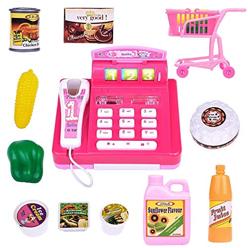 Realistic Toy Cash Register Cashier Playset Pretend Play Set For Kids