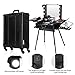 Ovonni LED Makeup Train Case, Lighted Rolling Travel Portable Cosmetic Organizer Box with Mirror & 4 Detachable Wheels, Professional Artist Trolley Studio Free Standing Workstation(Black)