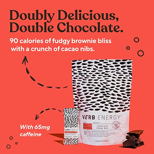 Verb Double Chocolate Caffeinated Energy Bars 90Calorie Low Sugar