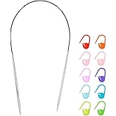 HARFINGTON Knitting Needles Size US 3(3.25mm) Circular Needle 16 Inch(40cm) Round Metal Stainless Steel Needle for Handmade Projects DIY Knitting