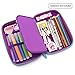 Cute Unicorn Embossed Hardtop Pencil Case - Kids Large Colored Pen Holder Box with Compartments - Girls Cosmetic Pouch Bag Stationery Organizer (Purple)