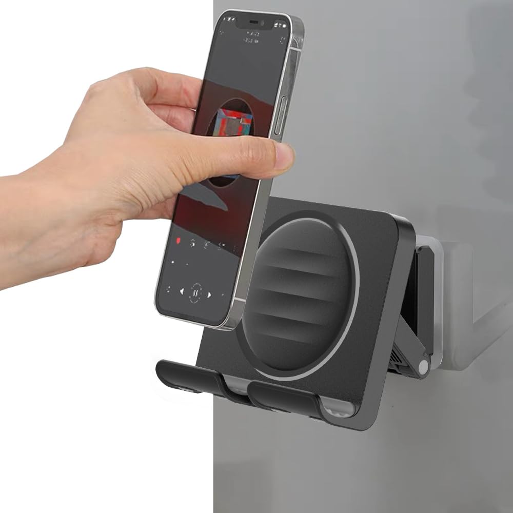 OOLYCIO Upgraded Shower Phone Holder Tablet Wall Mount Phone Holder Removable,Self-Adhesive Cell Phone Holder for Bed Bathroom Kitchen, Compatible with iPhone Samsung Galaxy Tablet Switch - Black