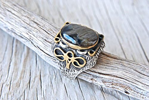Brown Agate Gemstone Sterling Silver Men Ring