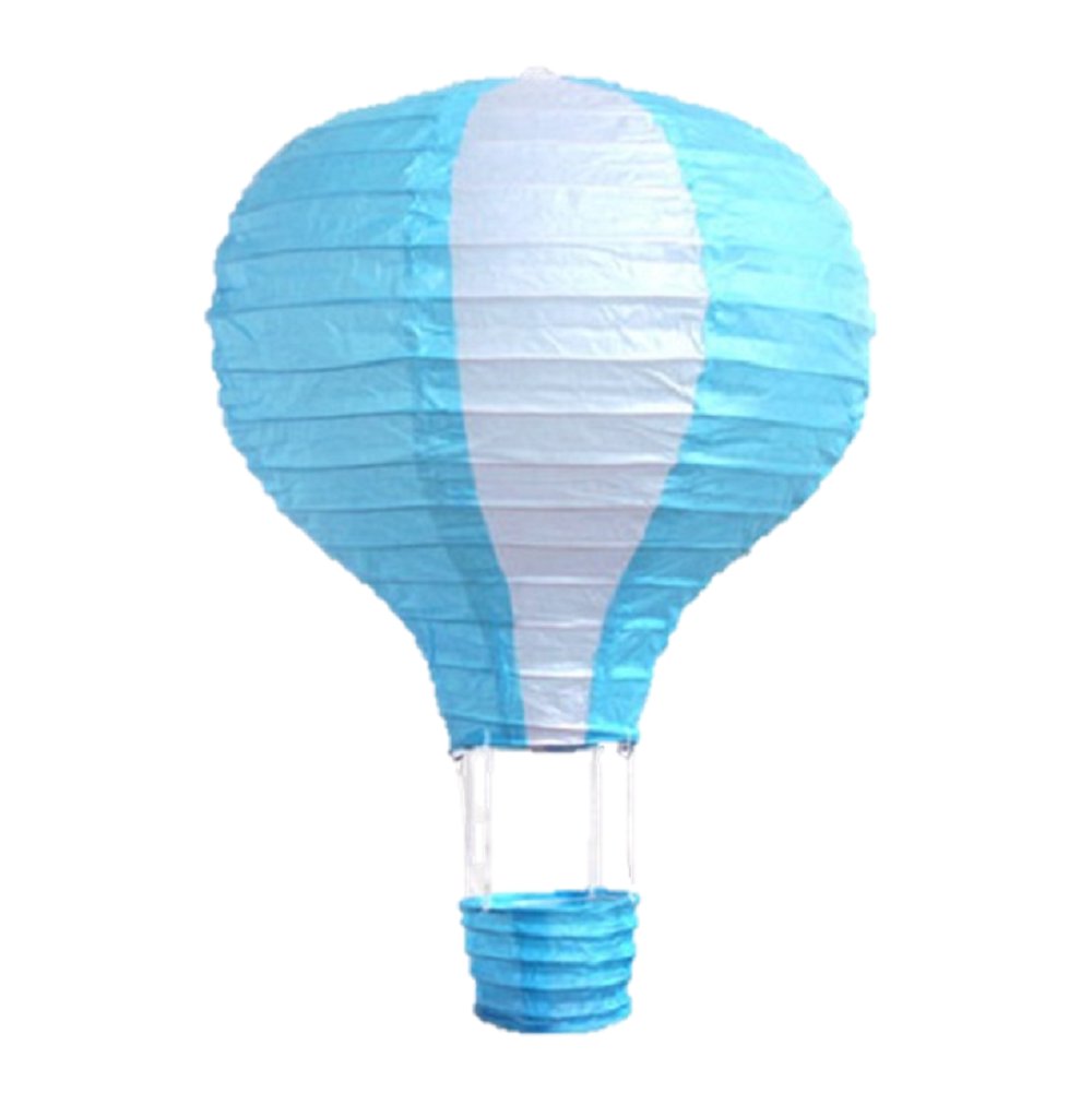 Hot Air Paper Lantern Wedding Party Decoration Craft Lamp Shade (16" (40CM), Light Blue Stripes)