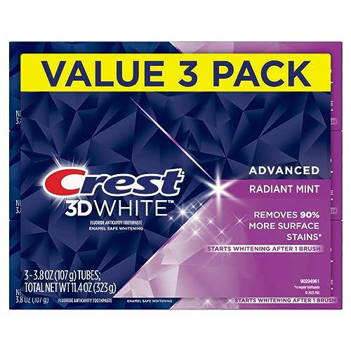 Crest 3D White Radiant Mint Toothpaste 107g (Pack of 3)