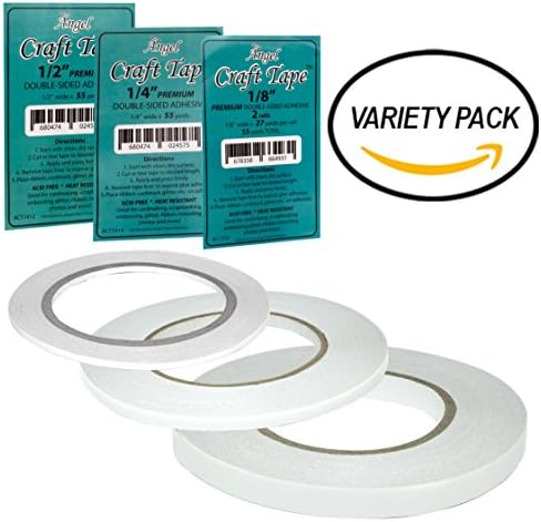 Angel Crafts Acid Free Double Sided Tape Variety Pack for Scrapbooking Paper, Crafts, Cardmaking, Stamps and Dies (1 Roll Double-Sided 1/8,1/4,1/2 inches x 55 yds)