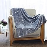 Luminous Microfiber Throw Blanket 50x60’’: Glow In The Dark Constellation Blanket, Soft And Durable Polyester, Warm For All Seasons, Star Design Plush Blankie For Men, Women – Grey
