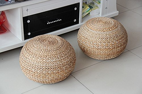 image for naturallifestyle Handmade Rustic Straw Ball Cushion Pouf Ottoman Floor