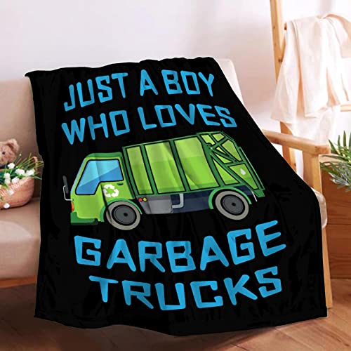 Boy Who Loves Garbage Trucks Blanket Soft Blankets and Throws Flannel Cozy Lightweight Quilt Gift Perfect for Bed Sofa Couch-50 x40 Small for Kids