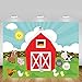 MEHOFOTO Farm Red Barn Photo Studio Booth Background Cartoon Rustic Animals Green Grass Sky Child Birthday Party Decoration Banner Backdrops for Photography 7x5ft
