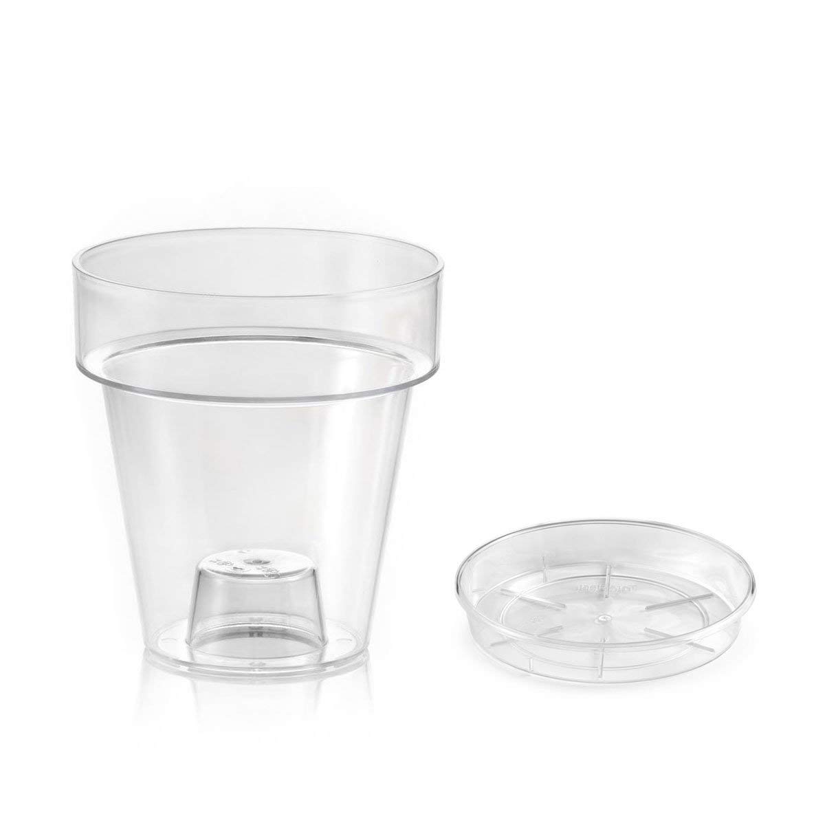 Teraplast Porto Vase with Holder for Orchids Diameter 14 cm Transparent with Saucer
