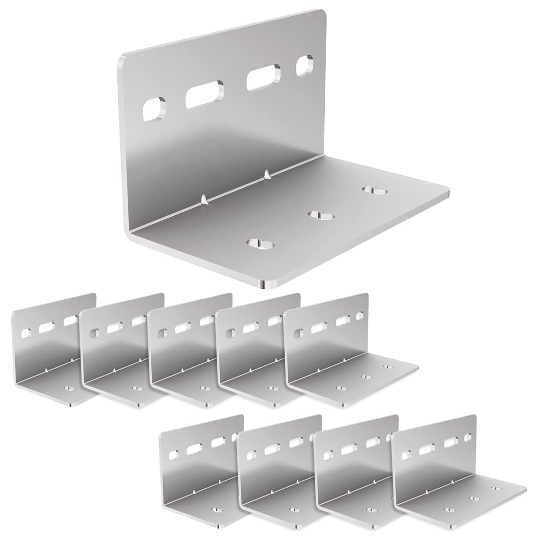 VADANIA 10Pcs Ultra Strong L Bracket Corner Brace, 2.5mm Thickness Steel Metal Joint 90 Degree Right Angle Bracket, Bracket for #76 Slides, Shelf Brackets (102x60x60mm)
