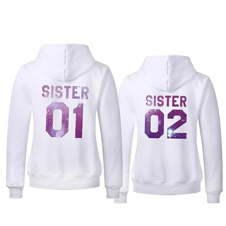 Best Friend Hoodie für 2 Mädchen Pullover Schwarz Weiß Sister Pulli 01 Freunde Pullover für Zwei 2 Stücke