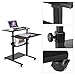 Wooden Mobile Standing Computer Work Station Desk Adjustable Height Rolling Presentation Cart Office Home Use (Black)