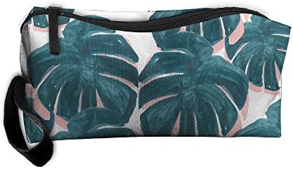 LogicPor Palm Tree Leaf Watercolor Portable Zipper Makeup Bag Travel Cosmetic Pouch Toiletries Bag Storage Bag Organize Stationery Pencil Holder Coin Purse Medicine Kit Bag