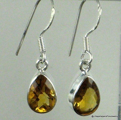 Natural Golden CITRINE EARRINGS, Sterling Silver 925 Small Citrine Gemstone Earrings Bezel set Sterling
