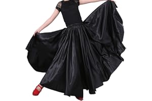 SANCAN Professional Girls Belly Latin Dance Training Skirt - Dance-Specific Full Flowy Circle Ankle-Length with Elastic Waist