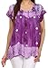 Sakkas Short Sleeve Tie Dye Gingham Peasant Top with Sequin Embroidery