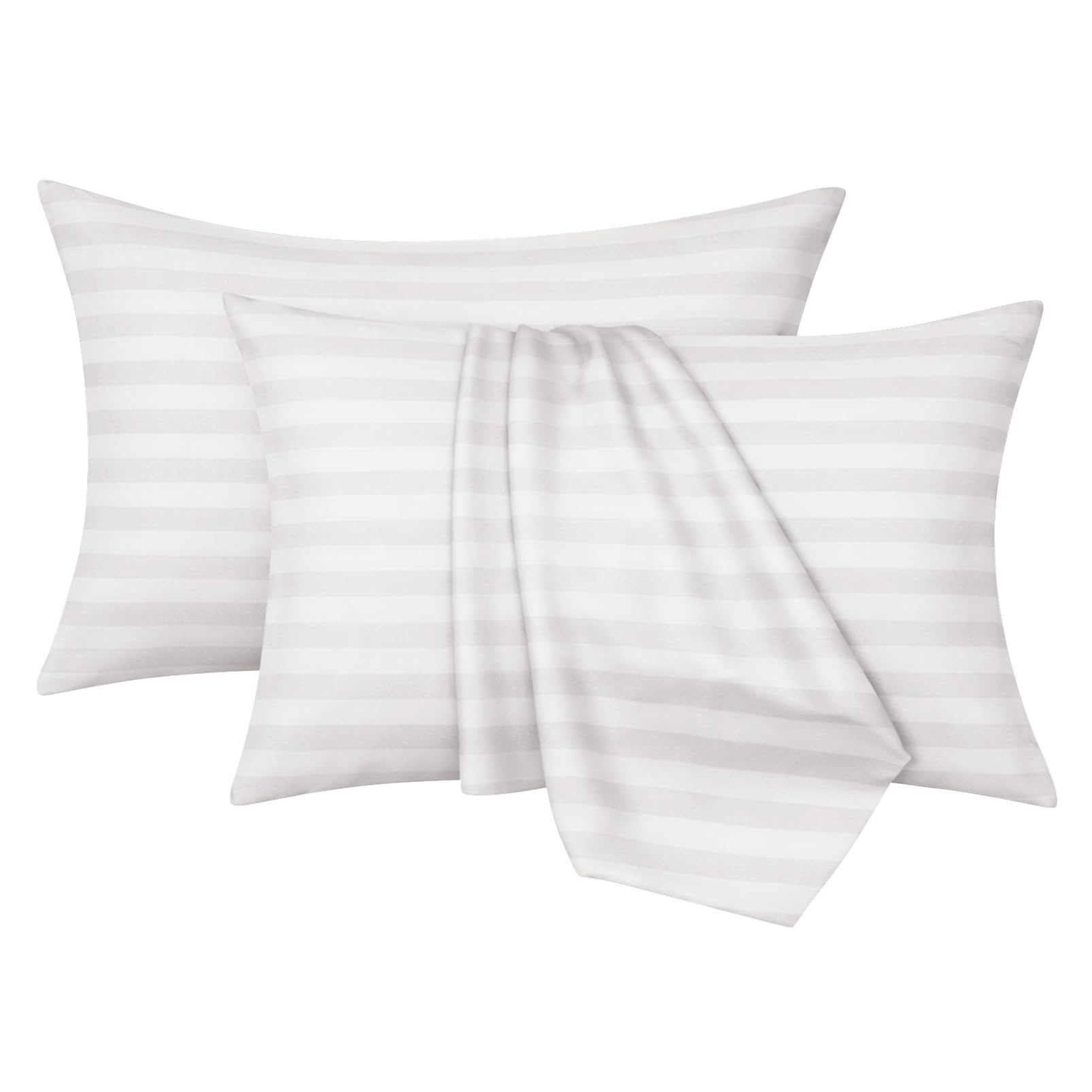 Moonlight Bedding Pillow cases 2 pack - White Stripe 50x75cm Luxury Pillowcase 100% Microfiber Hotel Quality Pillow Cover - Super Soft and Breathable Pillow Case