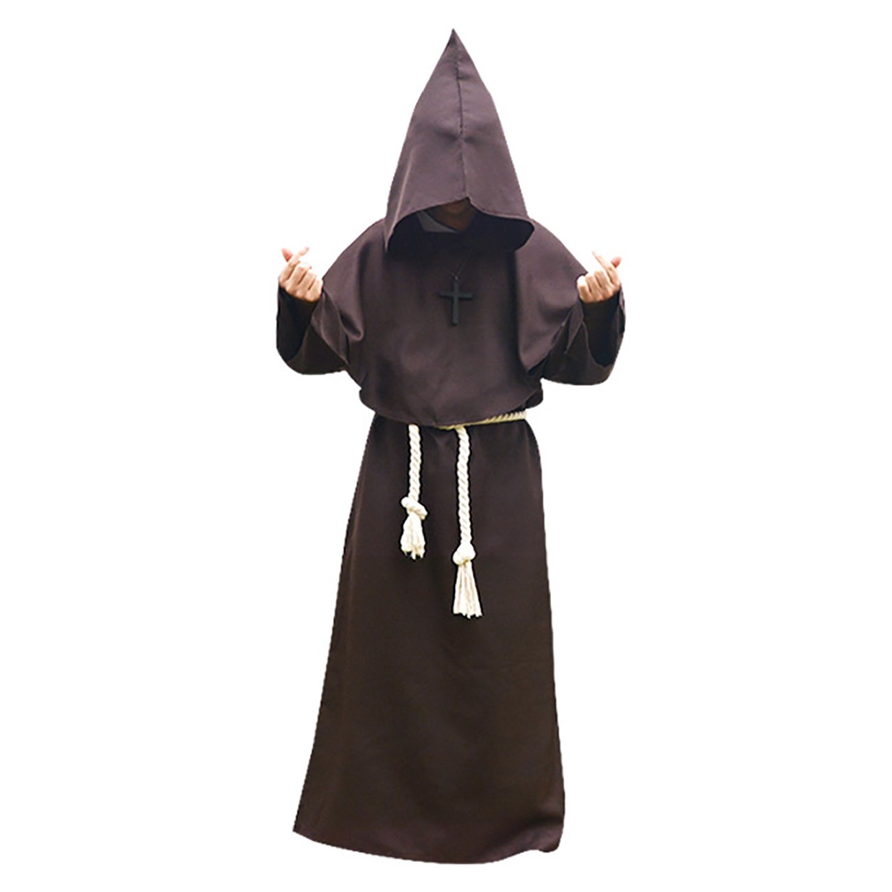 Feynman Men's Monk Costume Monk Robe Priest Robe Costume with Hood Medieval Renaissance Hood