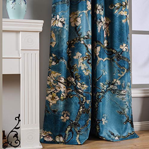 Taisier Home Grommet Chinese Style Plum Blossom Curtain Artistic Print