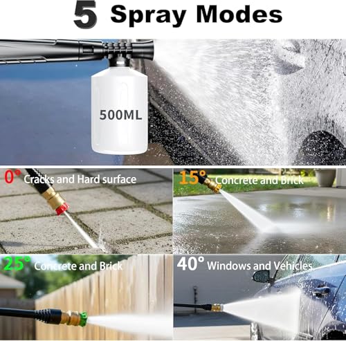 2026 Upgrade Pressure Power Washer 4800PSI w/4 Different Pressure Tips, Inlet Hose & Filter&500ML Soap Tank, High Cleaning Machine for Cars/Fences/Driveways/Patios/Home Cleaning, Blue