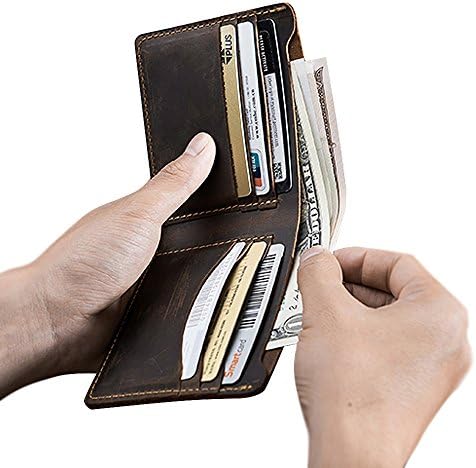 Homodo Bifold Slim Handmade Vintage Genuine Leather Wallet and Credit Card Holder Cash Purse Money Clip