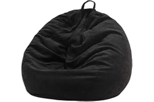 Nobildonna 3 ft Bean Bag Chair Cover (No Filler) 35"×43" Large Stuffed Animal Storage Bean Bag Washable Big Beanbag Chair Cover Premium Corduroy Stuffable Bean Bag Cover for Adults,Kids,Black