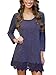 MiYang Women's Long Sleeve A-line Lace Stitching Trim Casual Dress L Violet