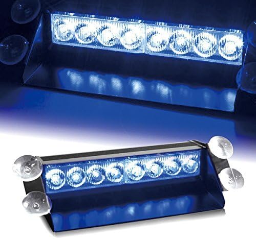 Blue/blue 8led Car Truck Dash Strobe Flash Light Emergency Police Warning 3 Modes