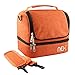 NEX Lunch Bag Double Cooler Carry Bag Insulated Tote Large Capacity with Adjustable Shoulder Strap and Zip Closure Travel Lunch Tote(Orange)