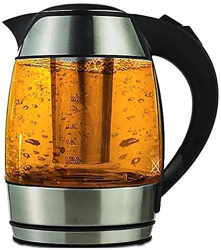 LavoHome 1.8-Liter Electric Cordless Tempered Glass Tea Kettle with Infuser