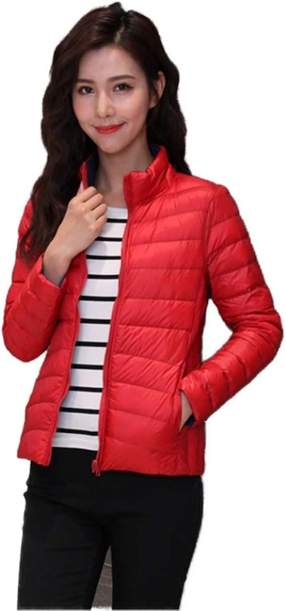 Amazon ライトダウン レディース ダウンジャケット ファション ロング丈 超軽量 登山 春秋冬 防風 レッド 保温 暖かい 超薄い カジュアルアウトウェア 通勤 S 旅行 ダウンジャケット レディース 軽量 防風 防寒 ダウン コート ジャケット 通販