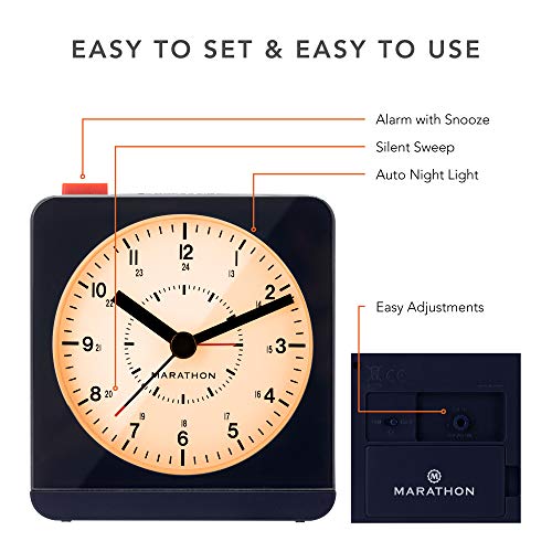 MARATHON Analog Desk Alarm Clock with AutoNight Light Pricepulse