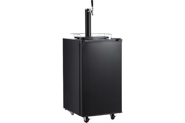 PioneerWorks Beer Kegerator, Single Tap Draft Beer Dispenser, Full Size Stainless Steel Keg Refrigerator With Drip Tray, CO2 Cylinder, 32Â°F- 50Â°F Temperature Control