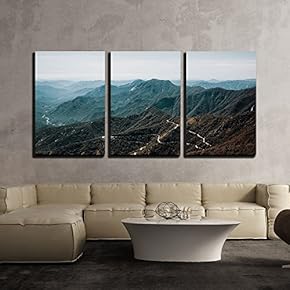 3 Piece Canvas Wall Art - Mountains Landscape - Modern Home Art Stretched and Framed Ready to Hang - 16"x24"x3 Panels