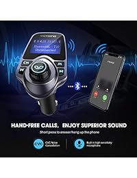 VicTsing - Transmisor FM con Bluetooth, transmisor FM, adaptador de radio para auto con cargador de auto USB de 5 V 2,1 A, reproductor de MP3, compatible con tarjeta TF, memoria flash USB