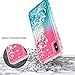 iPhone Xs Max Case with Tempered Glass Screen Protector for Girls Women, NageBee Glitter Bling Liquid Floating Quicksand Waterfall Sparkle Durable Cute Case for iPhone Xs MAX 6.5 inch -Pink/Aqua