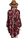 Romwe Women's Loose Long Sleeve Keyhole Flowery Floral Beach Dress Burgundy S