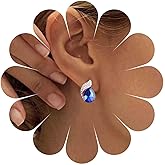 Aneneiceera Vintage Sapphire Stud Earrings Oval Cz Blue Rhinestone Earrings Teardrop Blue Crystal Stud Earrings Cz Wedding Earrings Jewelry for Women