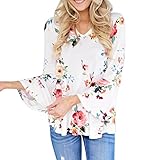 Han Shi Clearance, Women Floral Printing Tops Flare Sleeve Autumn Casual T-Shirt Blouse