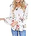 Han Shi Clearance, Women Floral Printing Tops Flare Sleeve Autumn Casual T-Shirt Blouse