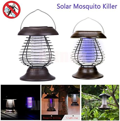 JIYA Outdoor UV LED Solar Powered Lawn Light Anti Mosquito Killer Bug Zapper Wasp Moth Light Killing Yard Garden Lawn Light Lamp