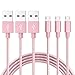 AOKER Nylon Braided High Speed 2.0 USB to Micro USB Charging Cord Fast Charger Cable for Galaxy S7/S6/S5/Edge,Note 5/4/3,HTC,LG,Nexus and More (Pink 3Pack 3FT)